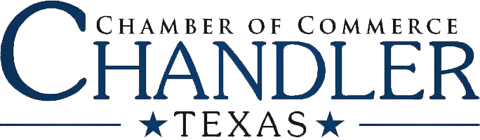 Chandler, Texas Chamber of Commerce logo in blue and black.