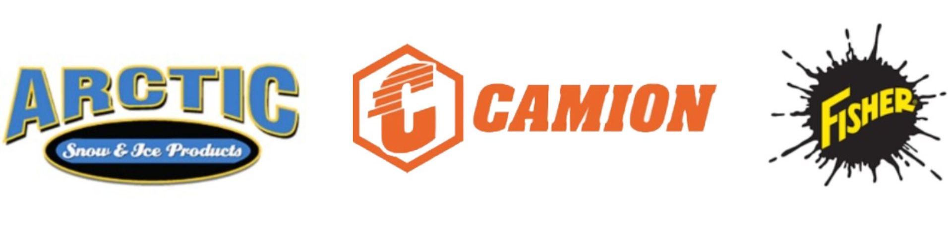 Logos for ARCTIC snow & ice products, CAMION, and FISHER.