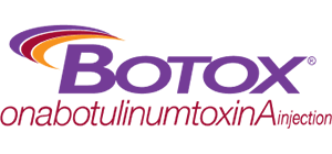Botox logo with purple text and orange swoosh, labeled onabotulinumtoxinA Injection