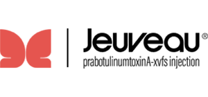 Jeuveau logo with red icon and black text, “prabotulinumtoxinA-vvfs injection”