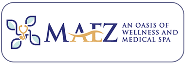 Matz logo with blue and gold floral icon and text “Matz, an oasis of wellness and medical spa”