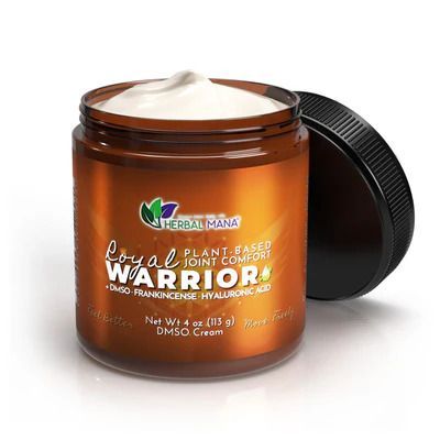 Jar of Herbal Mana Warrior cream with a white background