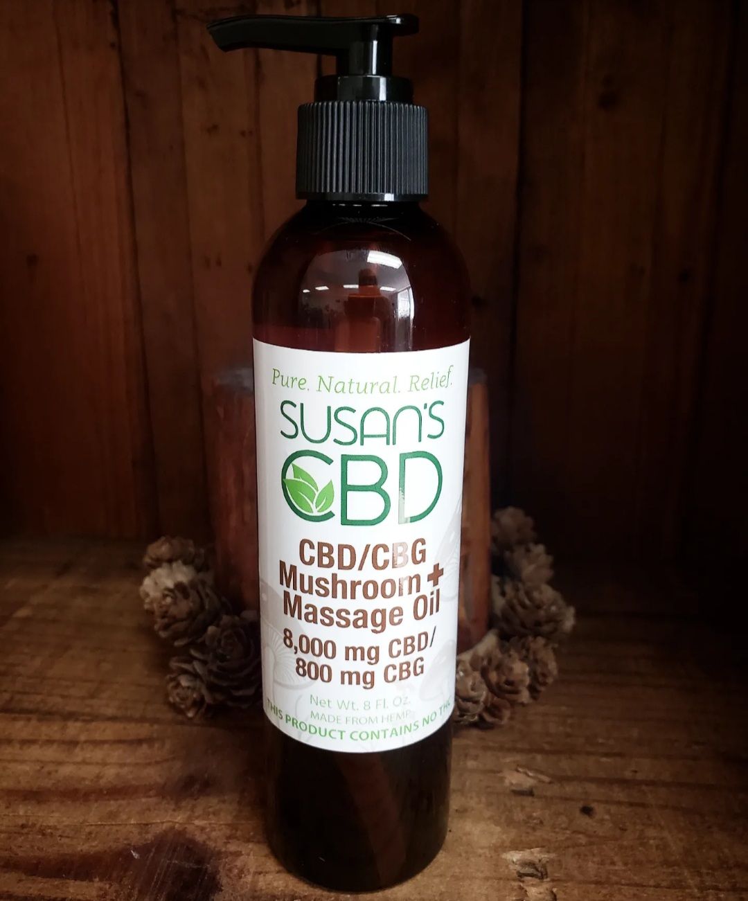 Susan's CBD/Mushroom Massage Oil
 at Rustic Oils