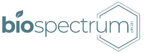 Biospectrum logo with a leaf and a hexagonal outline with the word