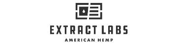 Extract Labs logo: Black square graphic with drop and lines above text