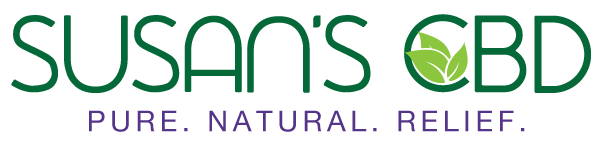 Green logo for Susan's CBD. Text: