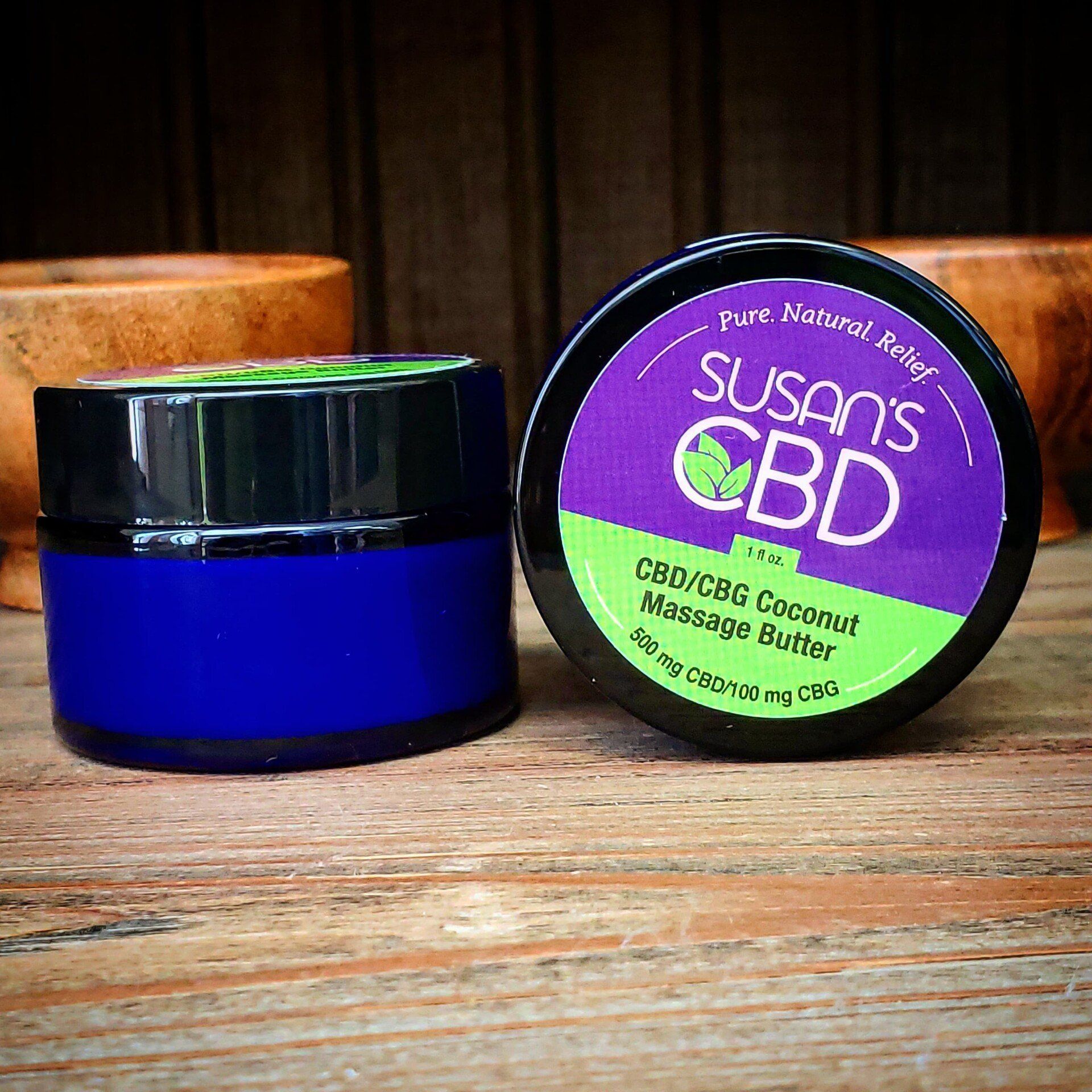 Susan's CBD/CBG Coconut Massage Butter at Rustic Oils