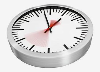 A clock with the hands on the numbers 1 and 2