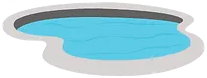 A stylized, light blue pool with a gray border and white trim.
