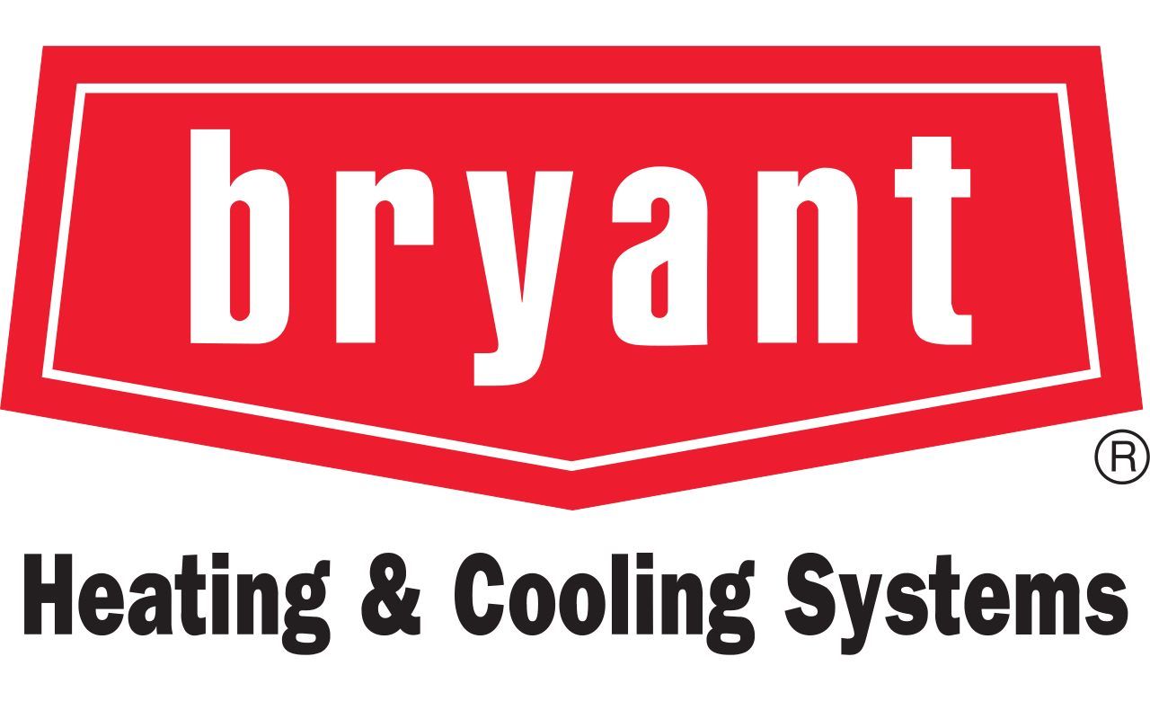 The bryant heating and cooling systems logo is red and white.
