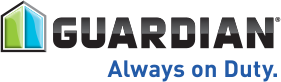The logo for guardian is always on duty