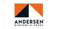 Andersen Windows & Doors logo: orange and black abstract shape above text 