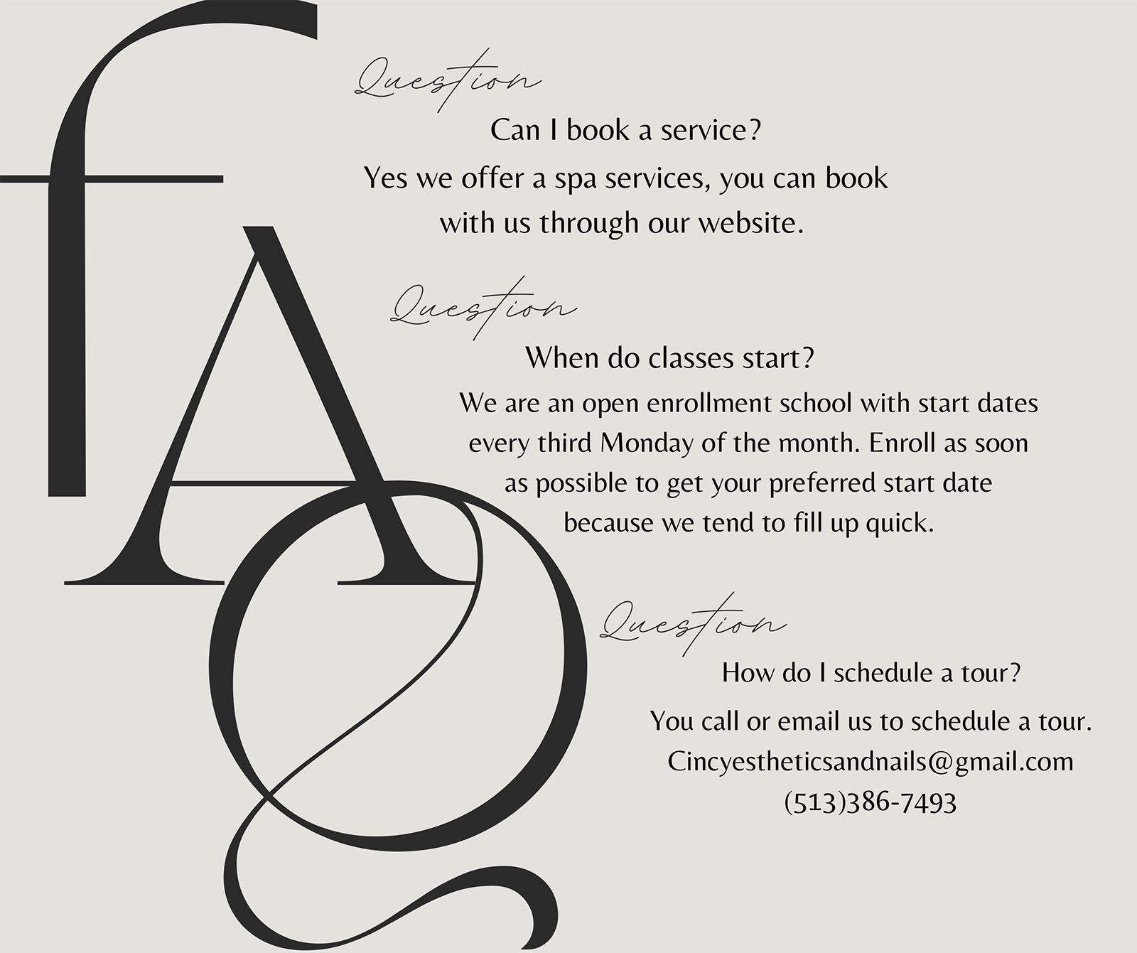 Cincinnati Institute of Esthetics and Nails frequently asked questions