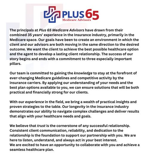 Plus 65 Medicare Advisors Letter