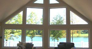 A window with a lakeside over view