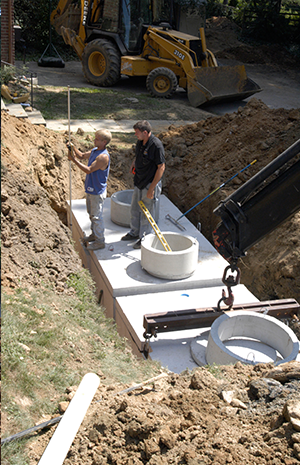 A septic tank under the ground.