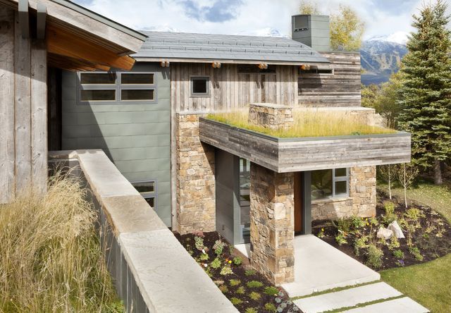 Home with a beautiful stone work