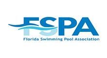 Logo of the Florida Swimming Pool Association: blue letters 