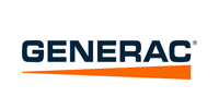 The Generac logo, navy blue text, and an orange angled line on a white background.