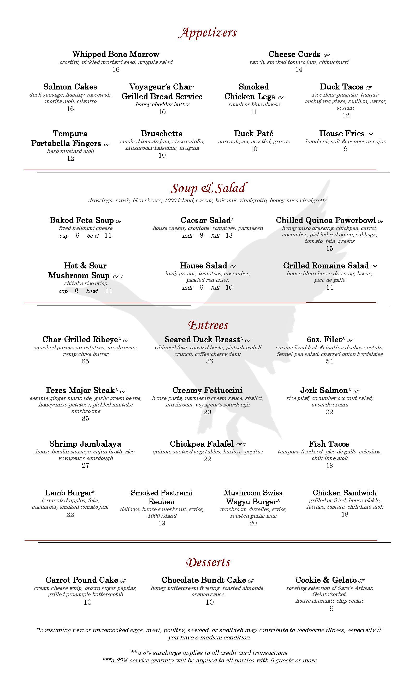 Iron Duck Restaurant - food menu