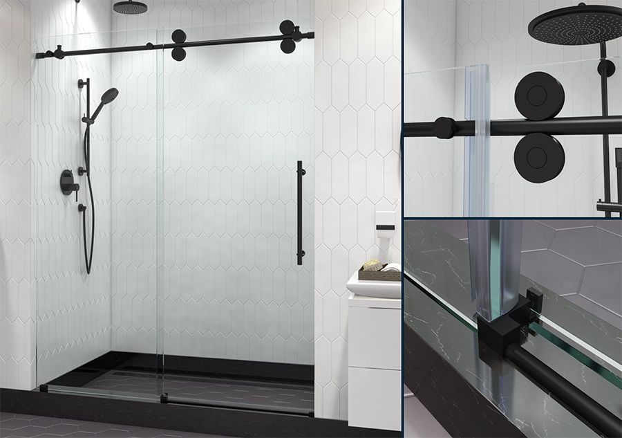 hardware with shower - black handle