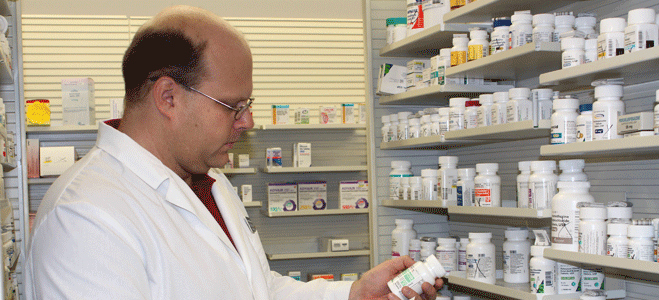 Man in pharmacy