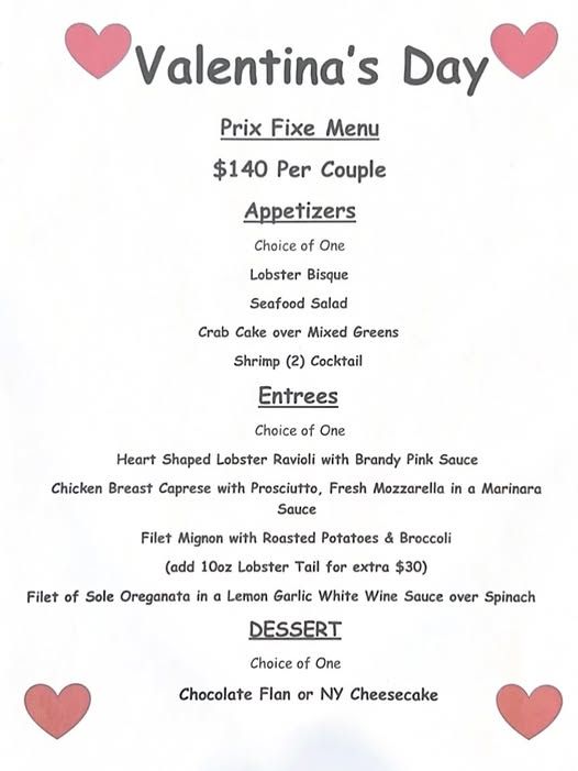 Valentine's Day Dinner Menu