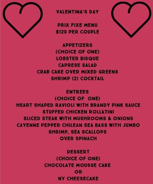 Valentine's Day Dinner Menu