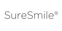 The logo for sure smile is on a white background.