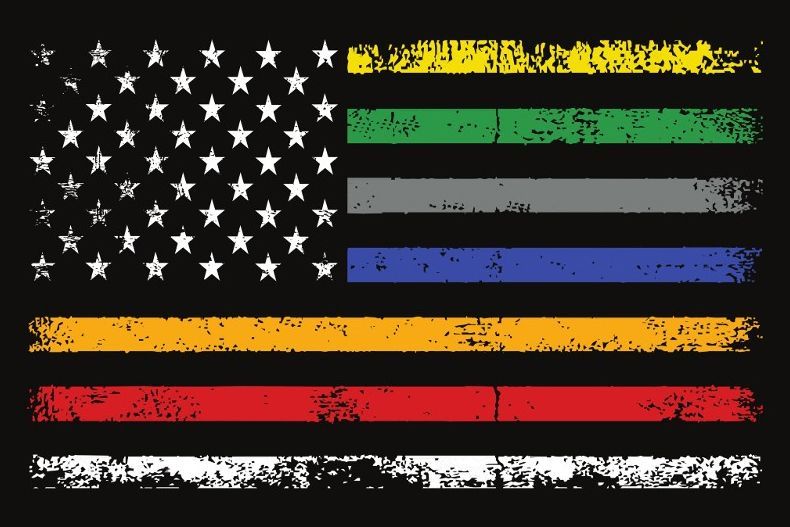 A colorful American flag with a black background