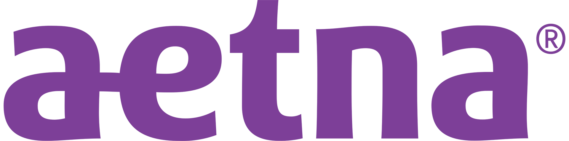 Aetna logo in purple.