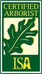 ISA Certified Arborist logo with green text and oak leaf.