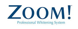 Zoom! Professional Whitening System logo in dark blue on white background.