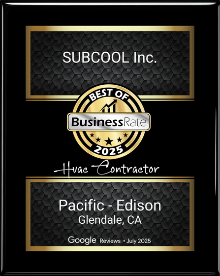 Award plaque for SUBCOOL Inc., a Glendale, CA HVAC contractor, 