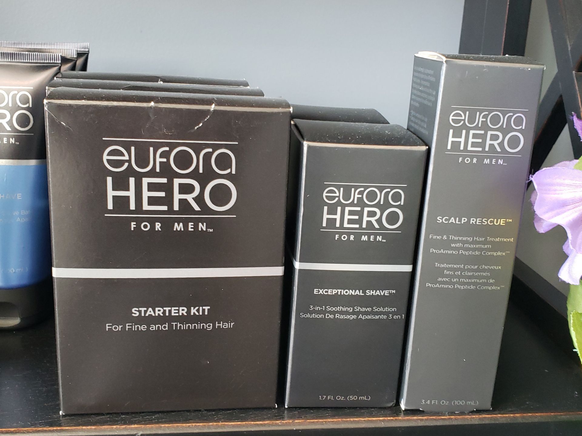 Boxes of eufora hero products on a shelf