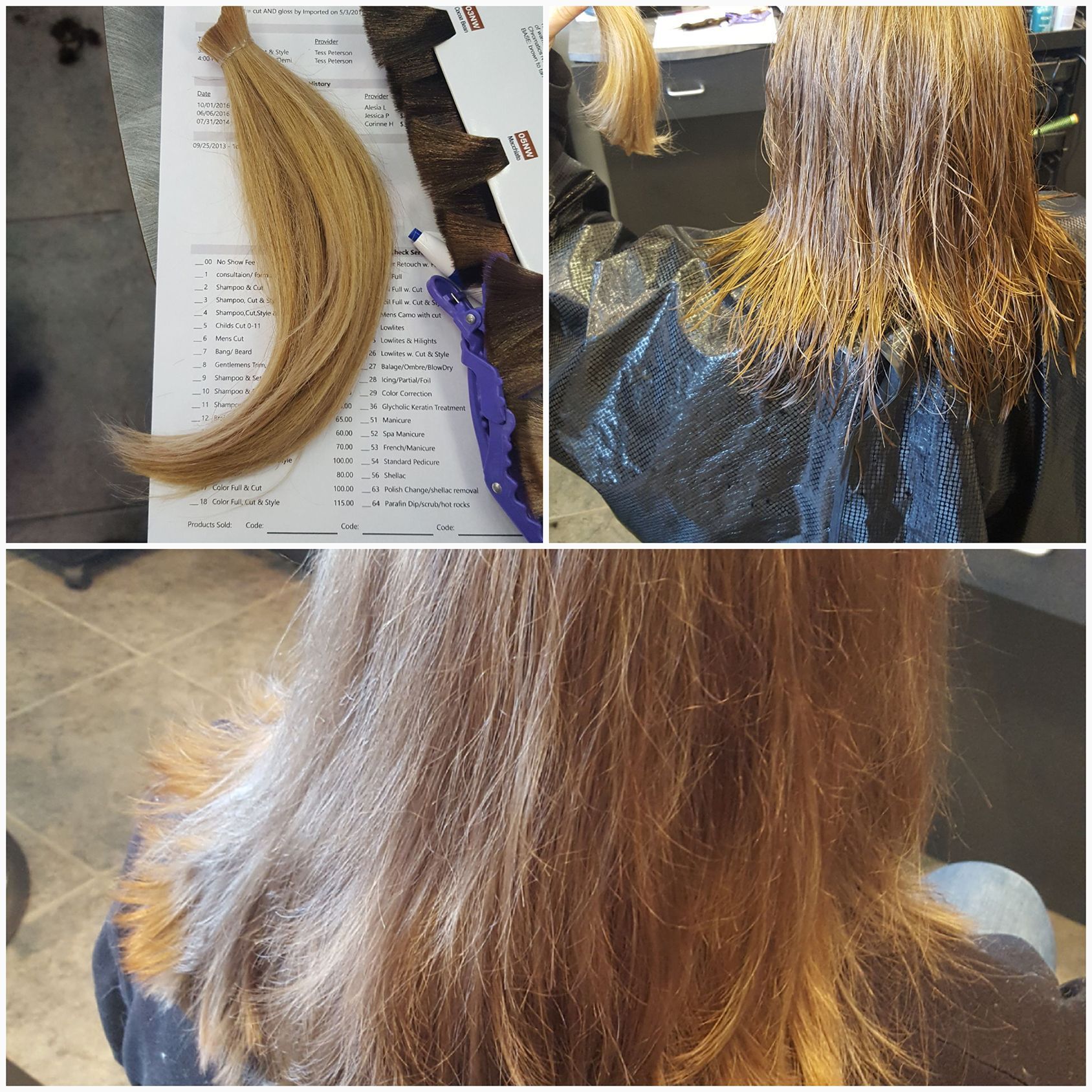 A woman 's hair is shown before and after being cut