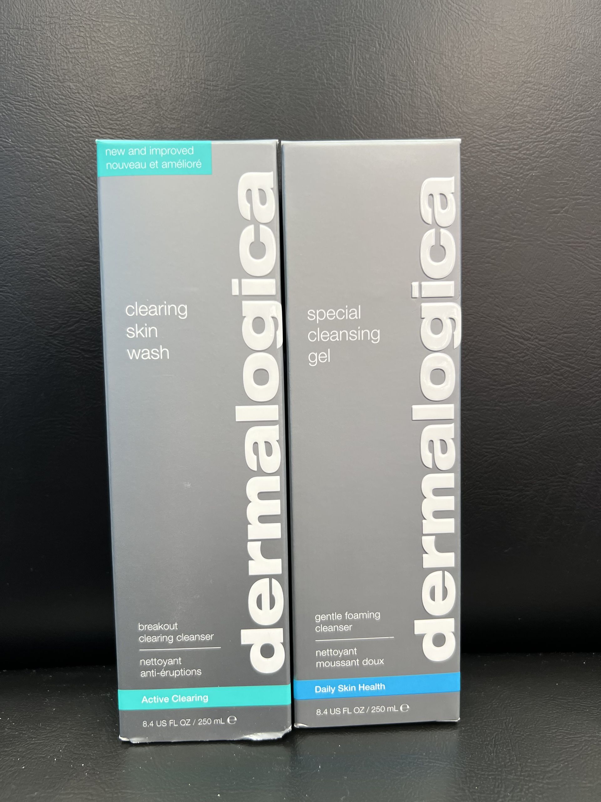 Two bottles of dermalogica are sitting next to each other