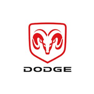 Red Dodge Ram logo with a stylized ram head and the word 