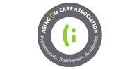 A circular green-and-gray logo for the Care Association with surrounding text about care and business services