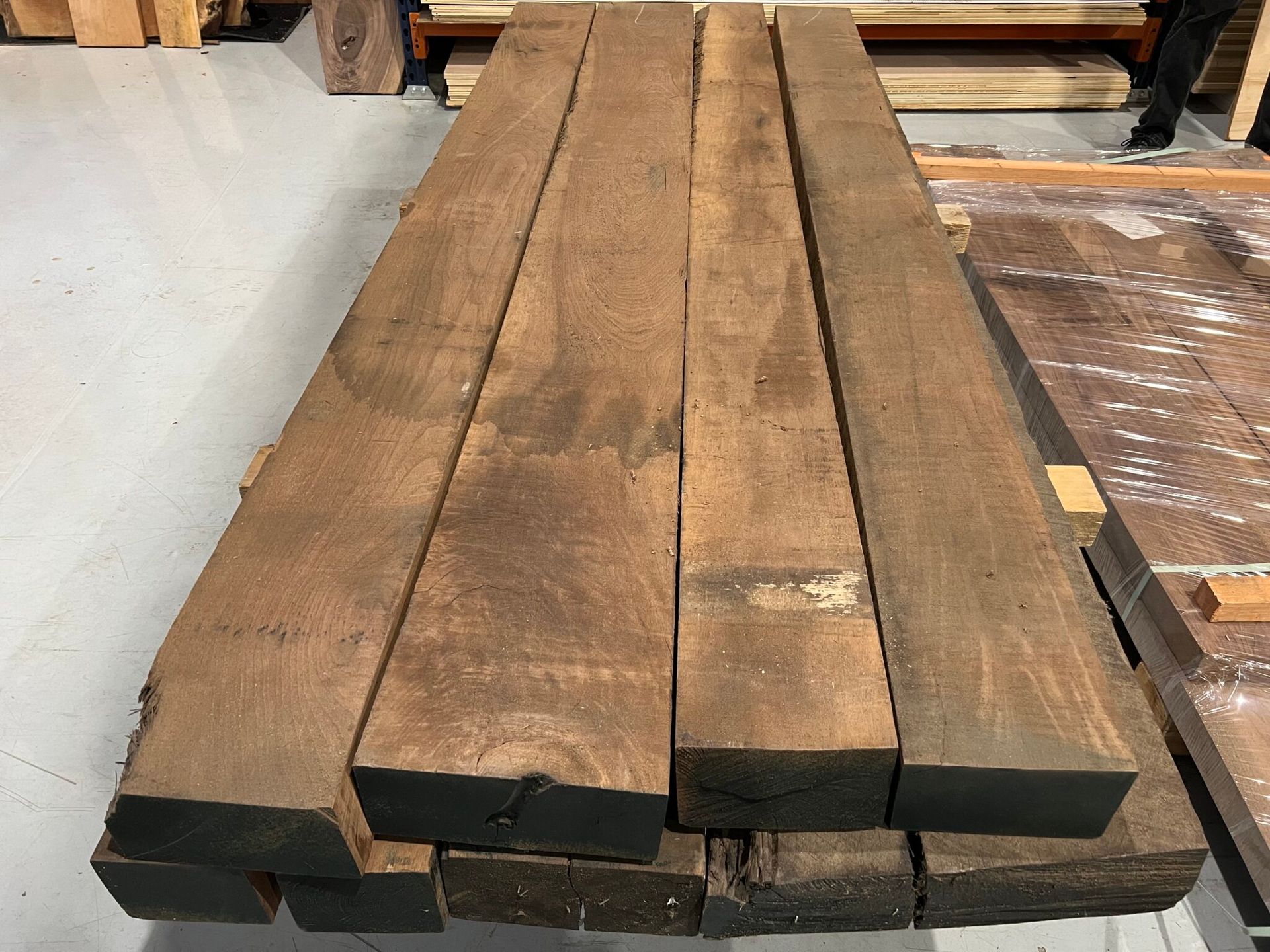 A stack of wooden boards sitting on top of each other