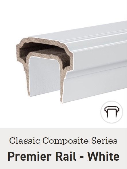 A picture of a classic composite series premier rail - white