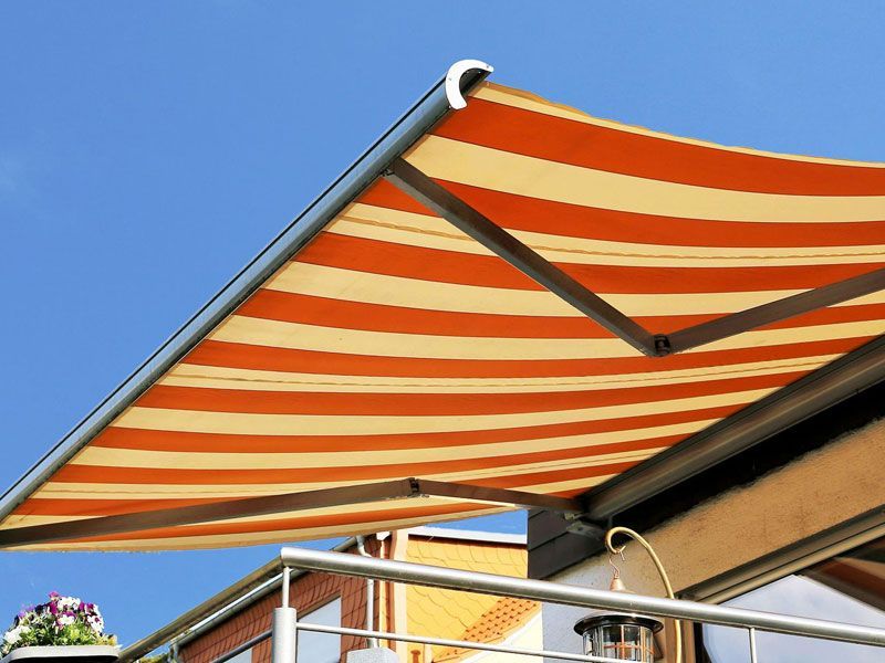 red and white awnings, shade