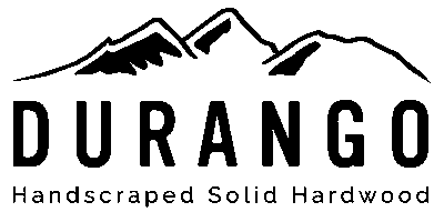 A black and white logo for durango handscraped solid hardwood.