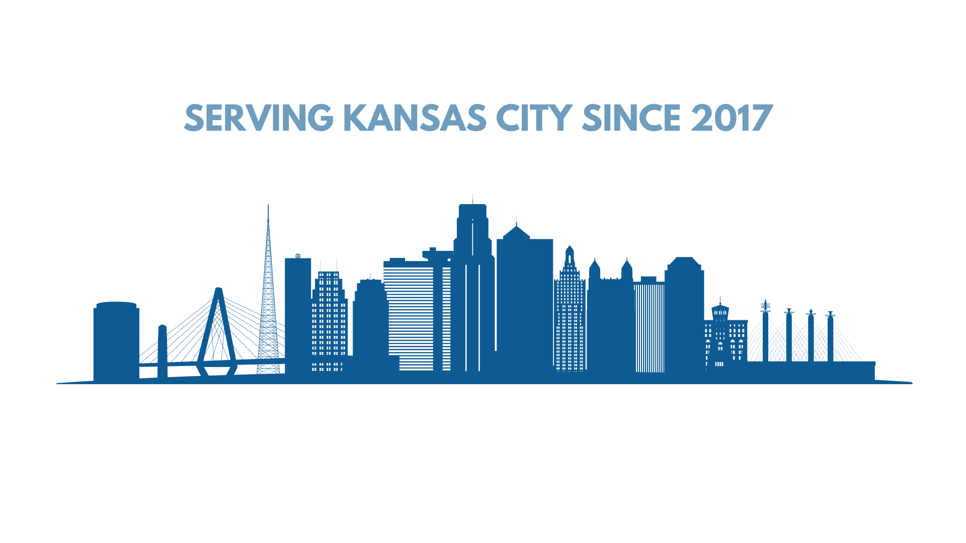 A silhouette of a city skyline with the words `` serving kansas city since 2017 ''.