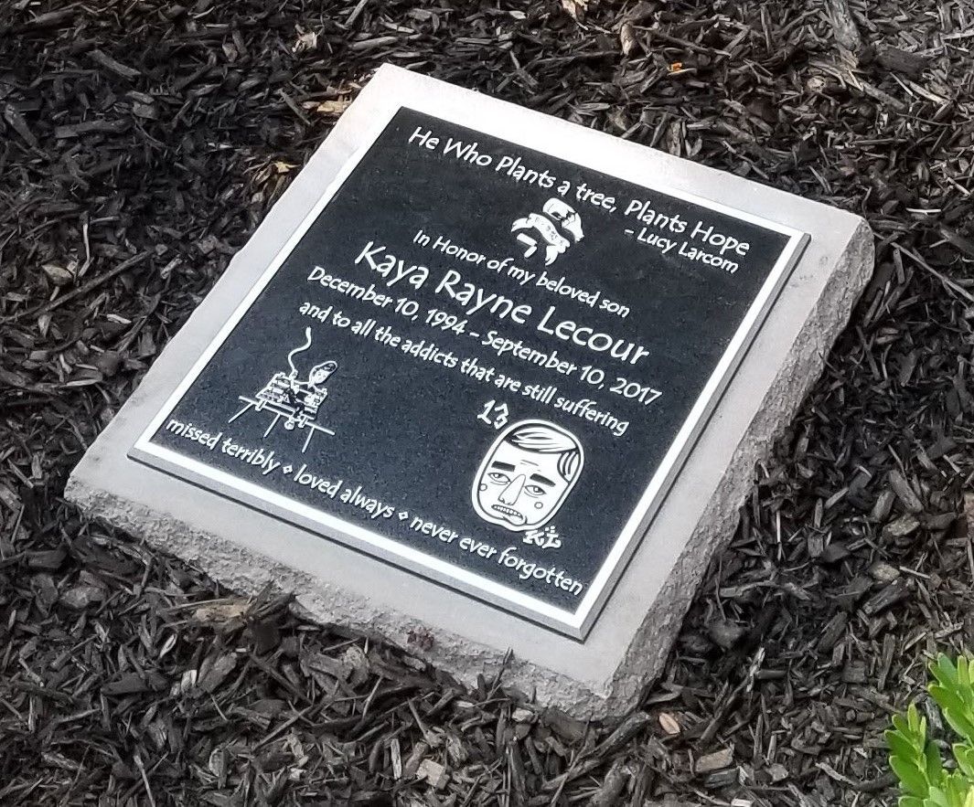 Memorial plaque for Kaya Rayne Lecour 