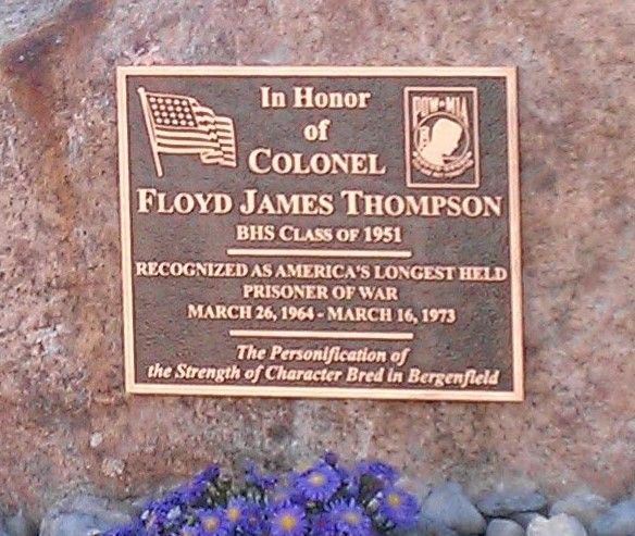 Bronze plaque honoring Colonel Floyd James Thompson