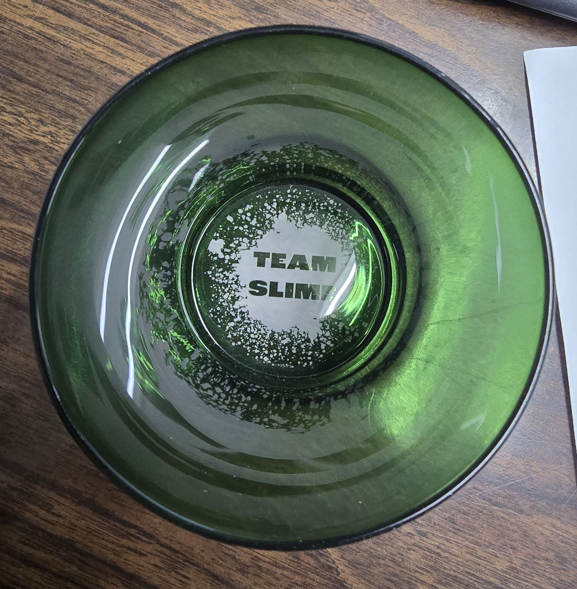 Green glass bowl
