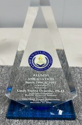 Award with etched text
