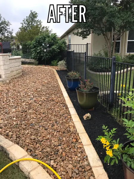 A picture of a driveway that has been remodeled with the words after on the bottom