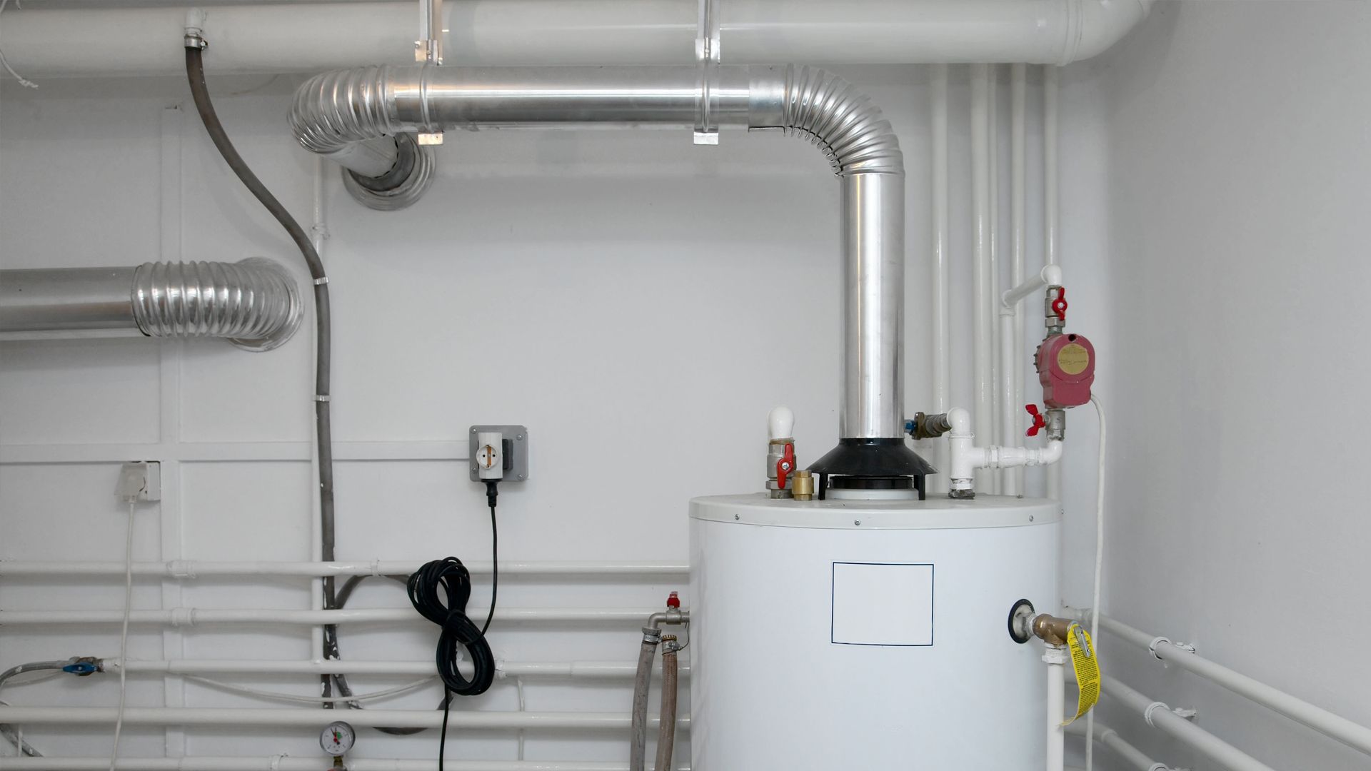 Three white Perron Plumbing vans parked in a cracked lot.